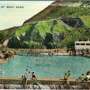 c1950s Bray Ireland Baths Head Outdoor Swimming Pool Wicklow Postcard Valentine