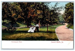 Council Bluffs Iowa IA Postcard Fairmount Park Way Trees View 1908 Posted