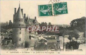 Old Postcard Langeais Le Chateau Gardens and the Suspension Bridge