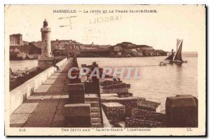 Old Postcard Marseille la Jetee and Lighthouse St. Mary