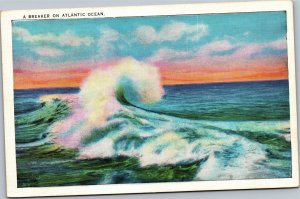 Postcard Scenic Breaker on Atlantic Ocean