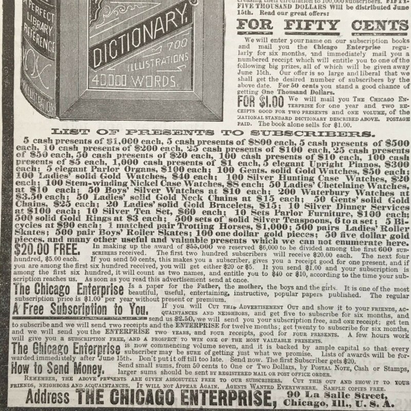 National Standard Dictionary Victorian 1884 Print Ad 2V1-27 | Ephemera ...