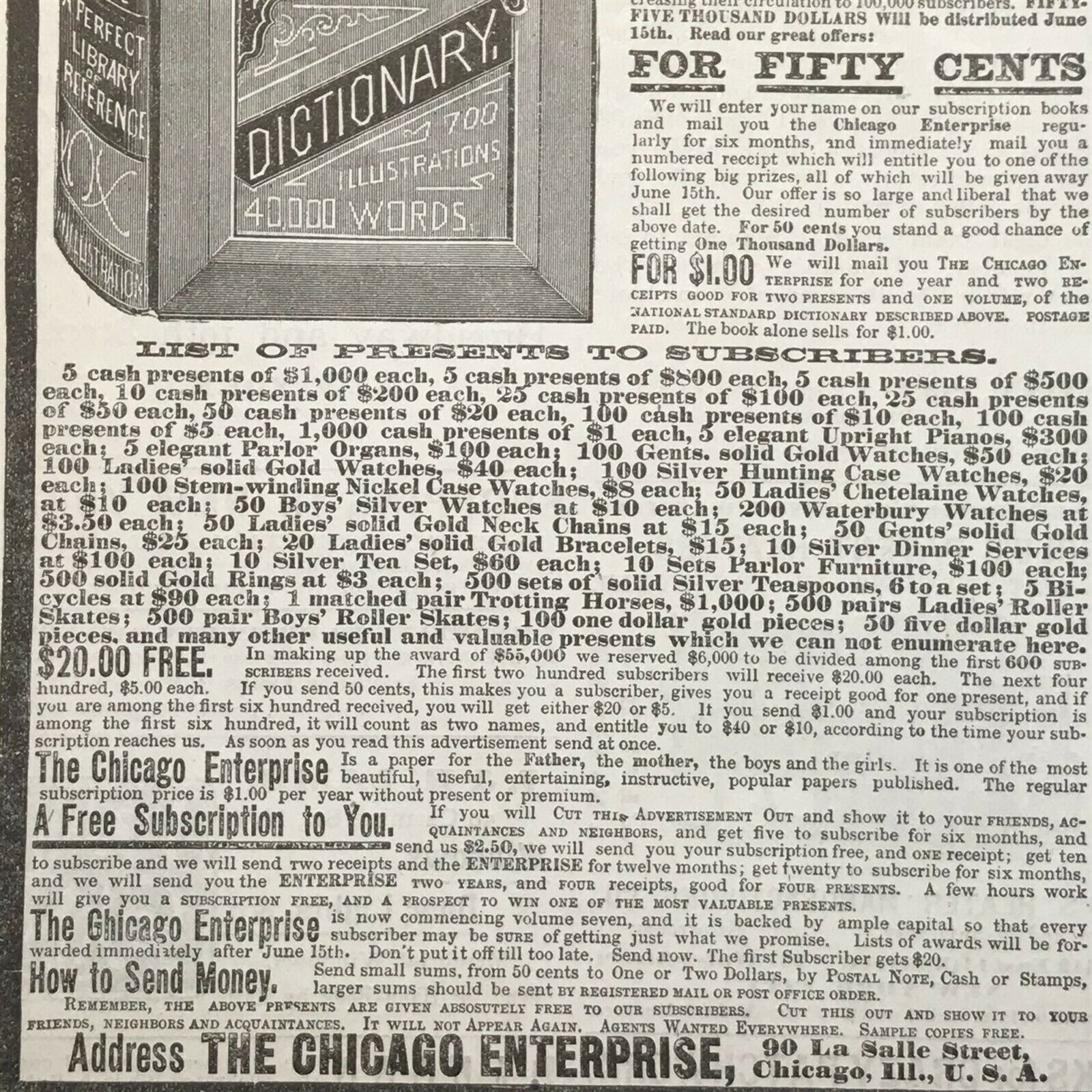 National Standard Dictionary Victorian 1884 Print Ad 2v1 27 Ephemera Chromo And Printed Images