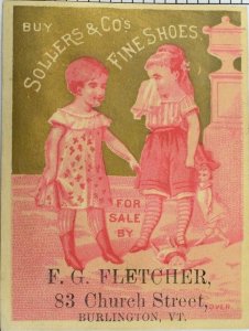 1880 Calendar, F.G. Fletcher Fine Shoes #2 Victorian Trade Card P49