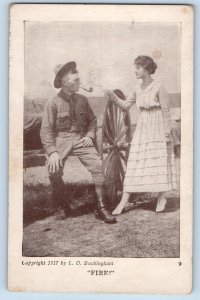 US Army Soldier Romance Postcard Fire Pipe c1910's Unposted Antique