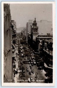 RPPC RIO de JANEIRO, Brazil ~ RIO BRANCO STREET Scene c1930s Cars Postcard