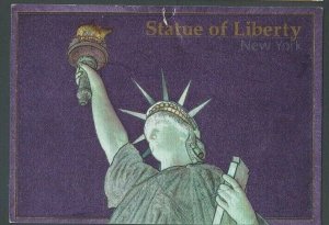 Post Card NY Statue Of Liberty Green & Gold Foil On Blue Iridescent Bkgrd 4 X 6