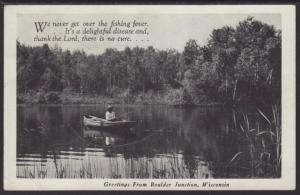 Greetings From Boulder Junction,WI Fisherman Postcard