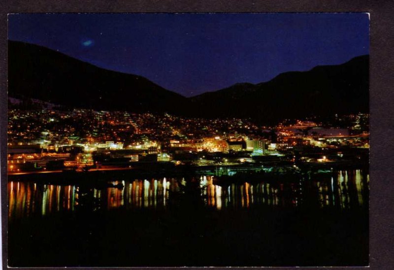 BC Night view Nelson British Columbia Canada Carte Postale Postcard Kootenay