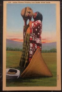 Mint USA PPC Picture Postcard Native American Indian Woman Drinking Water