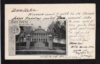 ME State Capitol AUGUSTA MAINE PC 1905 UDB Postcard