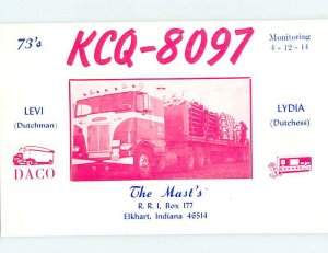 Pre-1980 RADIO CARD - CB HAM OR QSL Elkhart Indiana IN AH1997