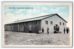 1910 Post Office Soldiers Camp Grant Rockford Illinois Vintage Antique Postcard