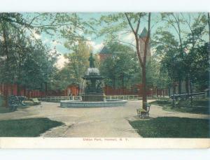 Divided-Back FOUNTAIN AT UNION PARK Hornell New York NY c9184