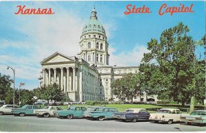 Kansas State Capitol Topeka Kansas 1960s Cars in Front