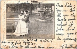 Romantic Couple Soldier With Girl 1906