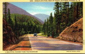 Washington Snoqualmie Pass West Of Summit On Sunset Highway No 10 Curteich