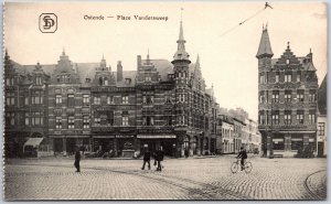 Ostende - Place Vandersweep Belgium Street View Business District Postcard