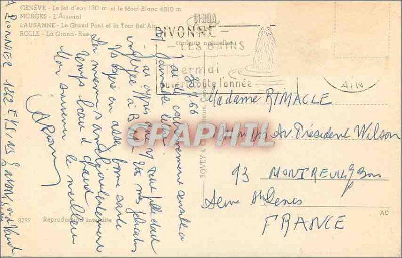 'Modern Postcard Lausanne on large bridge and turn Bel''Air Swan'