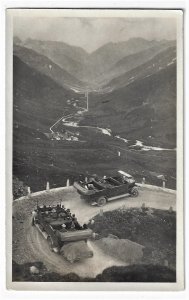 Ca. 1915-1920 Swiss Alps Auto Tour Mountain Road Above Village RPPC Switzerland