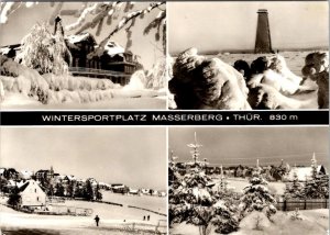 RPPC, Masserberg, Hildburghausen Germany WINTER SPORTS Skiing~Hotel 4X6 Postcard