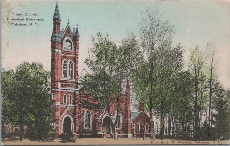 Postcard Trinity Church Protestant Episcopal Potsdam NY