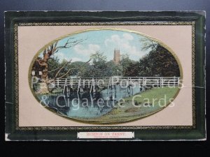 Burton on Trent STAPENHILL St Peters Church & River Footbridge c1910 Postcard