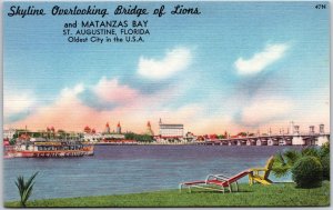 Skyline Overlooking Bridge of Lions & Matanzas Bay St Augustine Florida Postcard