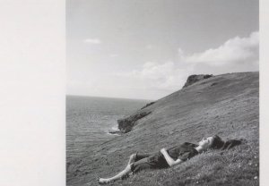 Sleeping On Cornwall Cliffs in 1950s Hippy Award Photo Postcard