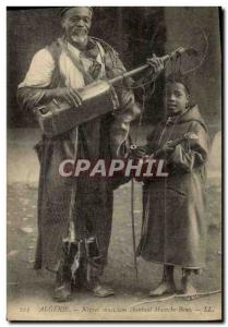 Old Postcard Folklore Algeria Negroes musicians Bono singing Macache