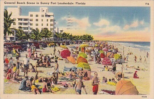 General Beach Scene In Sunny Fort Lauderdale Florida1942