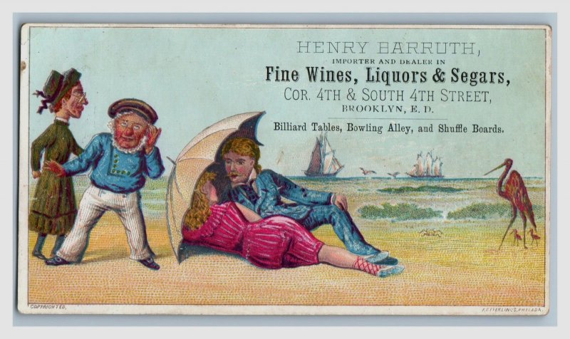 1880s Henry Barruth Wines Liquors Segars Beach Scene #2 P166