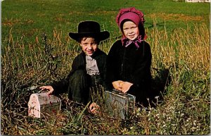 Pennsylvania Dutch Country Amish Boy Girl Robert Frey Postcard 