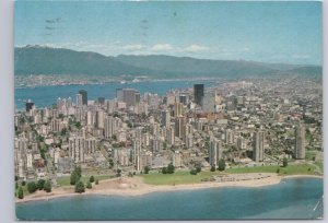 Downtown District, Vancouver, British Columbia, 1974 Chrome Aerial View Postcard