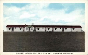 Hudson Mich MI Route 127 Sunset Acres Motel Vintage Postcard