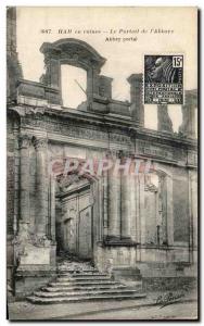 Old Postcard Ham In The Ruins Of The portal & # 39Abbaye Army