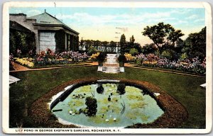 1920's Lily Pond George Eastman's Garden Rochester New York NY Posted Postcard