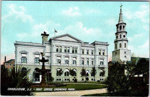 Postcard FOUNTAIN SCENE Charleston South Carolina SC AK6843