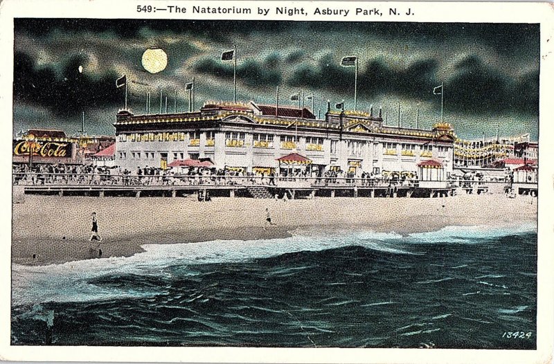 Postcard BEACH SCENE Asbury Park New Jersey NJ AI2623