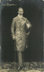 1911 German Royalty RPPC Postcard; Crown Prince Wilhelm in Stylish Day Suit 2367