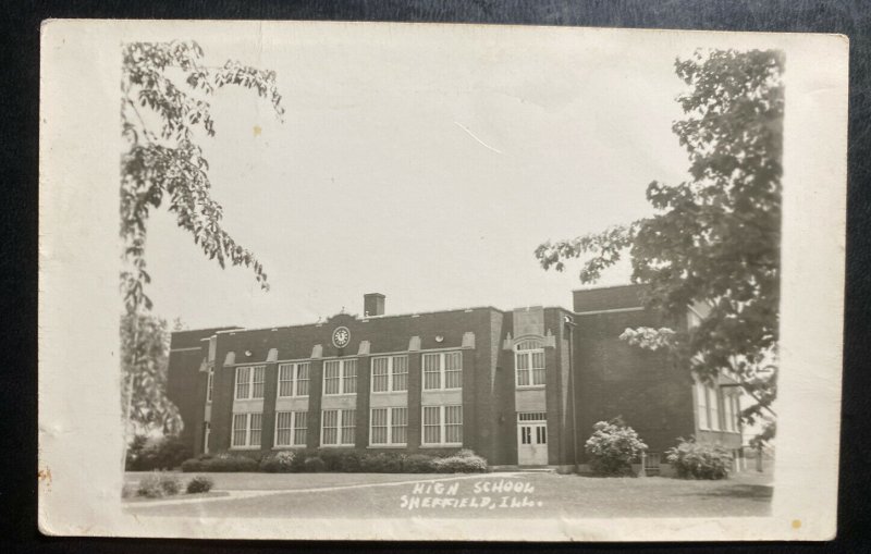 Mint USA Real Picture Postcard High School Sheffield IL