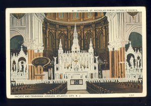 Atlantic City, New Jersey/NJ Postcard, Interior Of St Nicholas Catholic Church