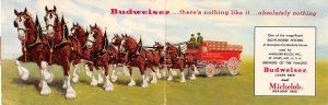 Clydesdales used by Budweiser, double folded card St. Louis, Mo., USA Brewery...