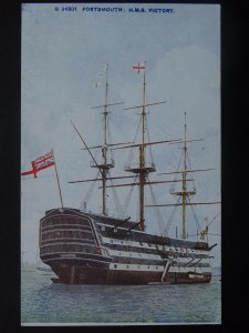 HMS VICTORY Nelson's Flagship at Portsmouth c1922 Postcard by Photochrom G34301