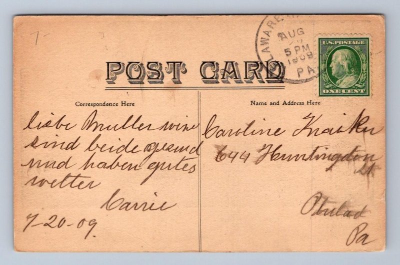 CALDENO GOLF LINKS DELAWARE WATER GAP PENNSYLVANIA GOLF POSTCARD 1909