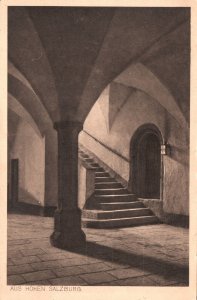 Vintage Postcard Aus Hohen Salzburg Fortress Staircasae Salzburg Austria