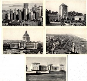 San Francisco, California - Lot of 5 Miniature postcards of the City - 1950s