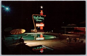 Vtg Greensboro North Carolina NC Holiday Inn Hotel South Night View Postcard