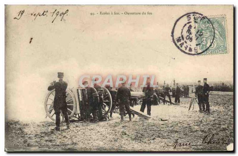 Postcard Old School Army was opening fire from fire