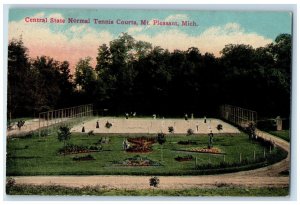 c1910's Central State Normal Tennis Court Mt. Pleasant Michigan MI Postcard